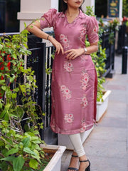 PREMIUM PINK FLOWER KURTI