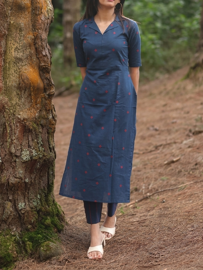 ELEGANT COLLARED A-LINE CO-ORD SET