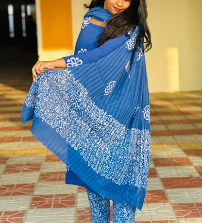 Premium Indigo Rayon Suit Set
