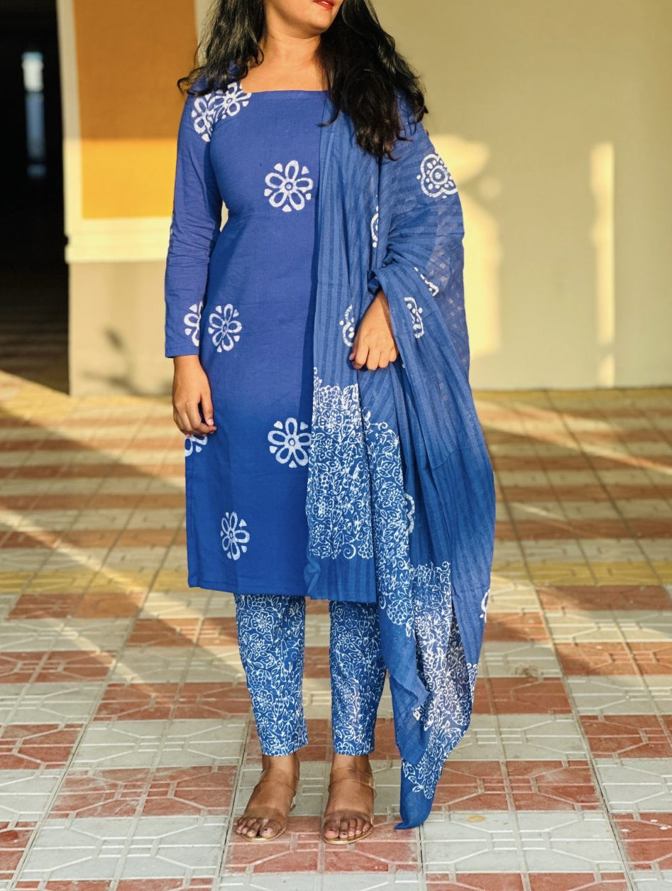 Premium Indigo Rayon Suit Set