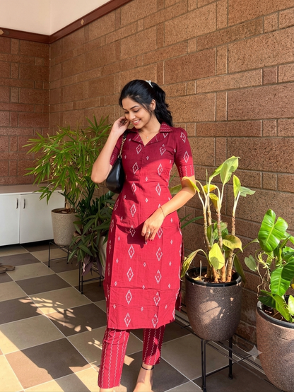 PREMIUM IKKAT PRINTED  CO-ORD SET