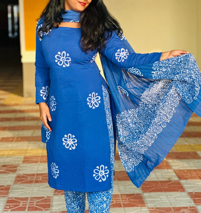 Premium Indigo Rayon Suit Set
